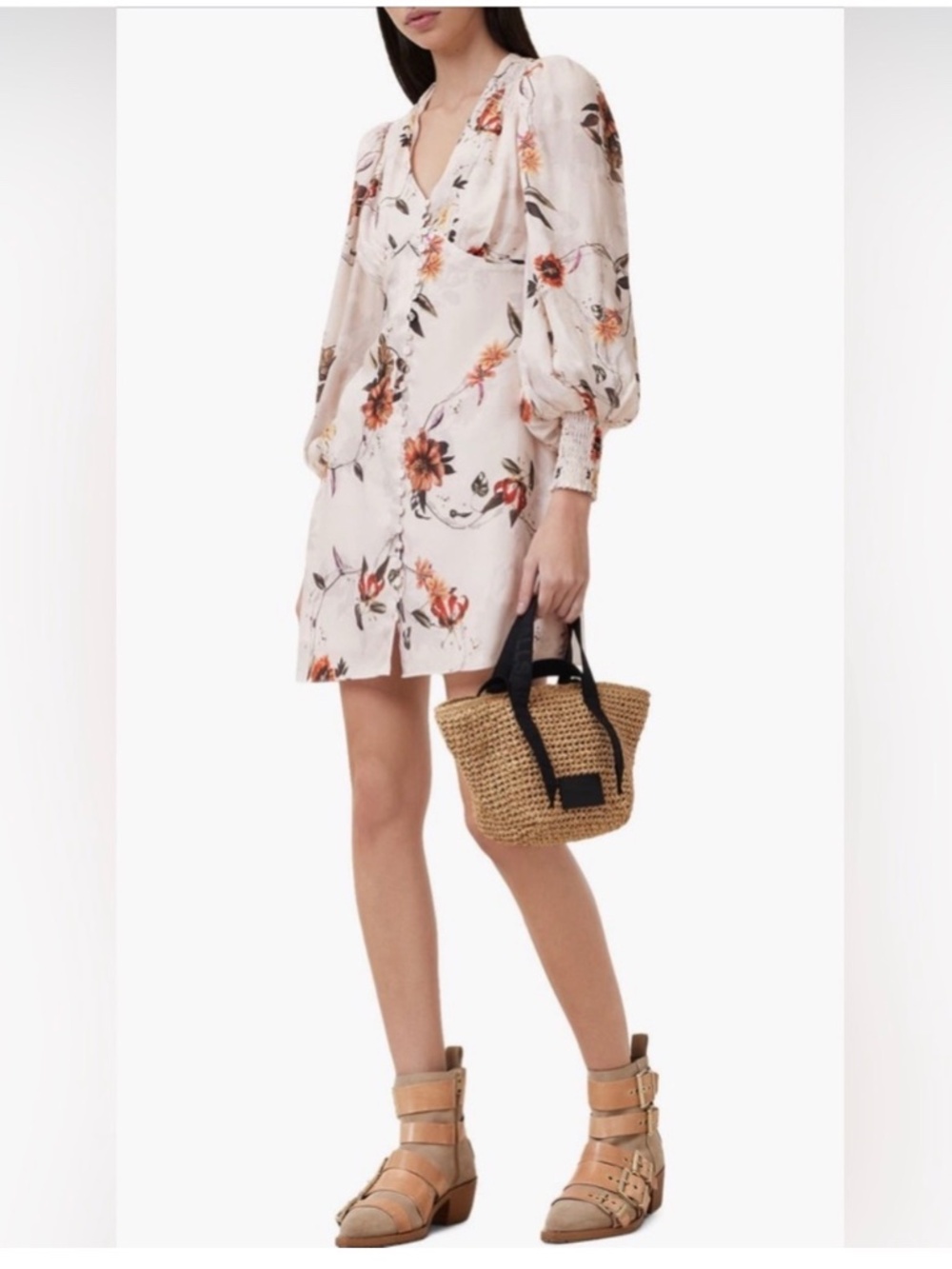 AllSaints Auden Sanibel Floral Jacquard Mini Dress Size 8 Romantic Boho